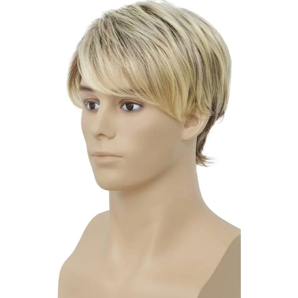 NWT Dai Cloud Men's Short Layered Blonde Highlighted Synthetic Costume Wig